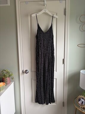 H&M Black Polka Dot Spaghetti Strap Jumpsuit
